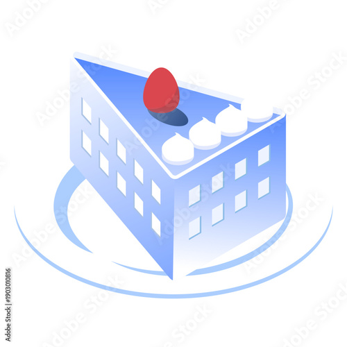 ビジネスのご褒美をイメージしたケーキ型のビル