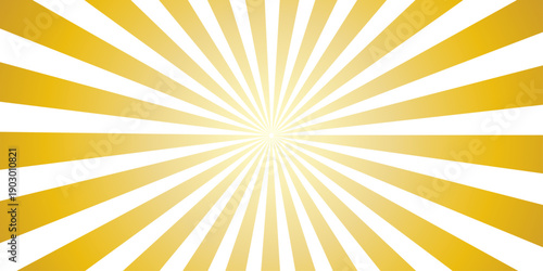 A vibrant summer sunburst vector illustration featuring abstract radial rays of warm yellow and orange light beaming from a central starburst to create a hot sunshine wallpaper design