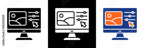 Photo Editing Icon Set Glyph Vector Illustration