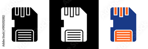 Memory Card Icon Set Glyph Vector Illustration