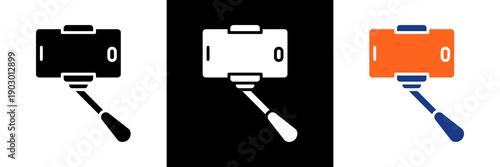 Selfie Stick Icon Set Glyph Vector Illustration