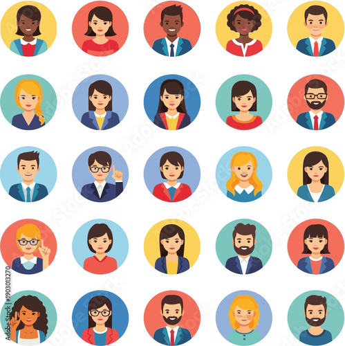 Diverse group of happy people with different professions and ethnicities