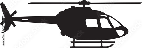 Black Helicopter Silhouette Vector Icon for Air Transport and Aviation Design, or as a Chopper Graphic