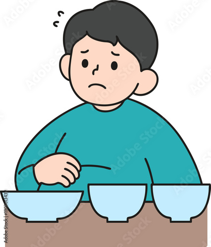 boy overeating a meal