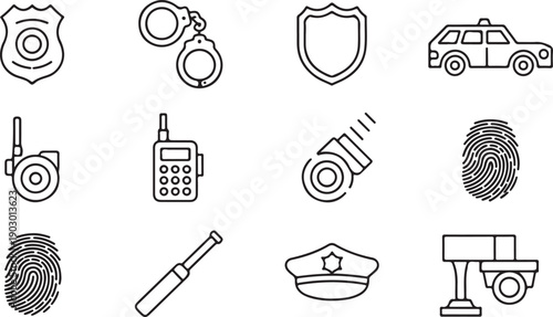 Police & Law Enforcement Line Icons