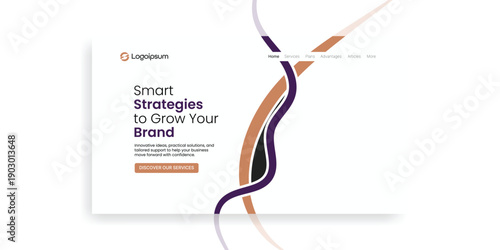 Smart Strategies to Grow Brand: Minimalistic design layout with text and a wavy line concept. It's a promotional message on the topic of brand growth.