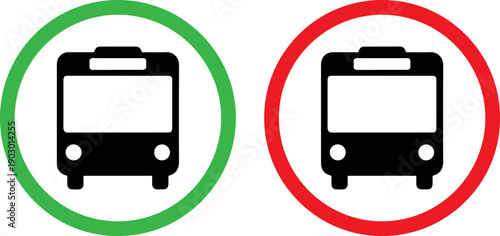 Bus transportation symbols for allowed and restricted areas