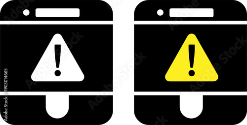 Warning signs on mobile phones indicating alerts and notifications