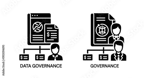 Data Governance and Global Governance Icons: Business Management and Strategy