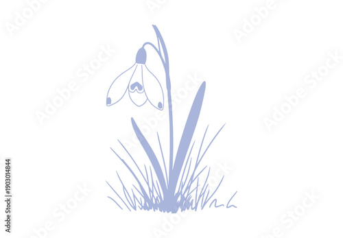 Illustrate the grass and the flower. The gentle, doodle-like hand-drawn style reflects the arrival of early spring and the splendor of nature. This is a vector illustration.

