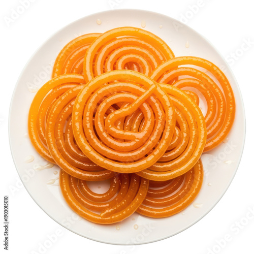 Jalebi, indian sweet, transparent png, isolated on white background, jalebi for diwali