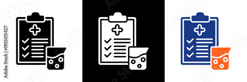 Lab Report Icon Set Glyph Vector Illustration