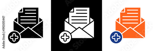 Medical Referral Letter Icon Set Glyph Vector Illustration