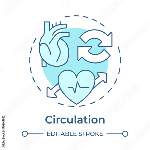Circulation soft blue concept icon. Heart health, circulatory system. Ekg medical. Round shape line illustration. Abstract idea. Graphic design. Easy to use in presentation, booklet