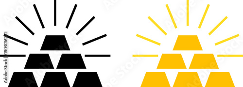 Gold bars icon in black and yellow on white background