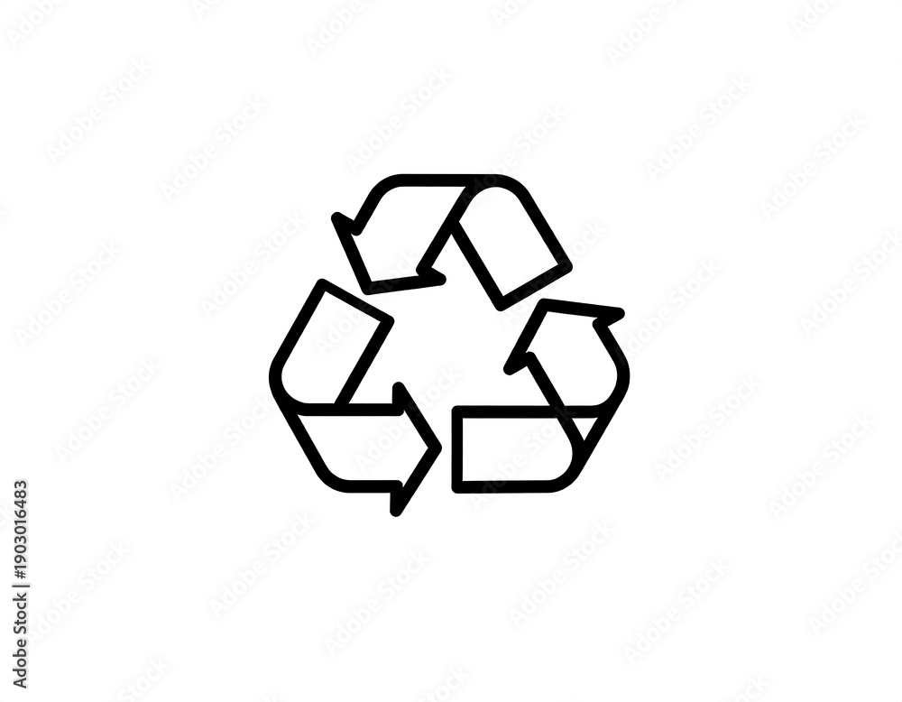 Obraz premium A black and white graphic of a recycling symbol on a white background