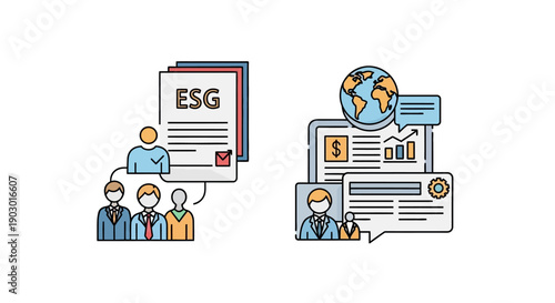 ESG Strategy and Business Growth: Corporate Responsibility & Sustainability Icons