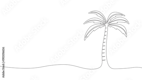 One continuous line of palm tree Vector Image.