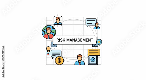 Risk Management Concept with Business People Icons and Global Network