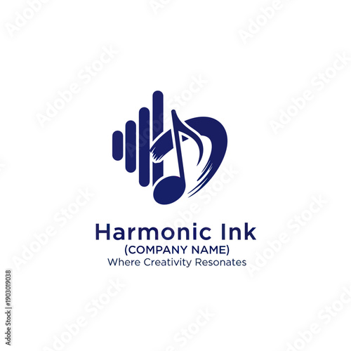 Harmonic Ink Logo Design Music Sound.