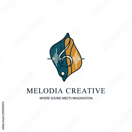 Stylized Music Note Logo Design Element.