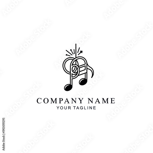 Music Note Logo Design Template.