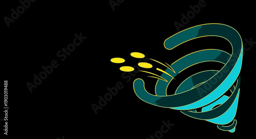 A dynamic graphic illustration shows golden coins drawn into a swirling turquoise and blue vortex on a black background, symbolizing financial flow and economic forces.