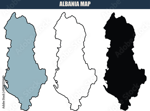 Albania  map vector three style on transparent background