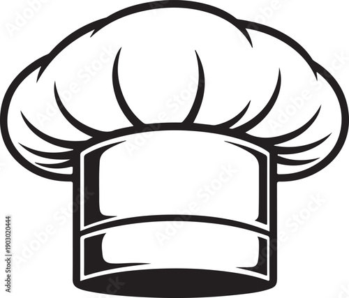 A detailed illustration of a chef's hat with a pleated top and a flat brim Vector