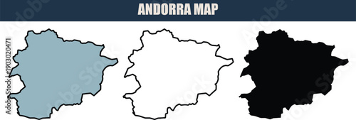 Andorra  map vector three style on transparent background