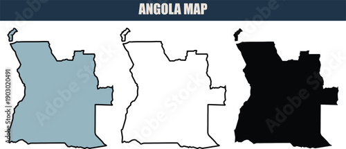 Angola  map vector three style on transparent background