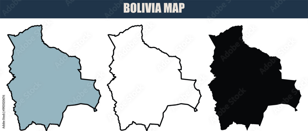 Fototapeta premium Bolivia map vector three style on transparent background