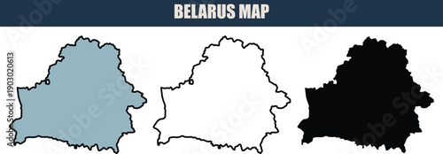 Belarus map vector three style on transparent background 