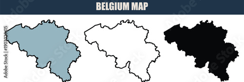 Belgium  map vector three style on transparent background