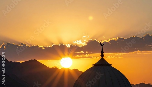 Silhouette of Mosque Dome at Sunset