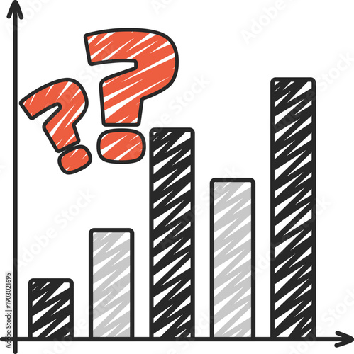 Hand Drawn Question Marks Market Uncertainty Chart