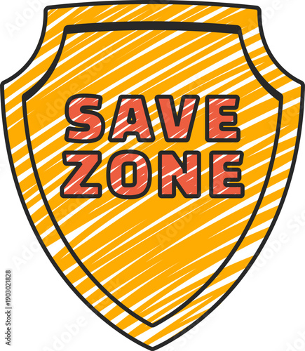 Hand Drawn Save Zone Shield Investment Icon