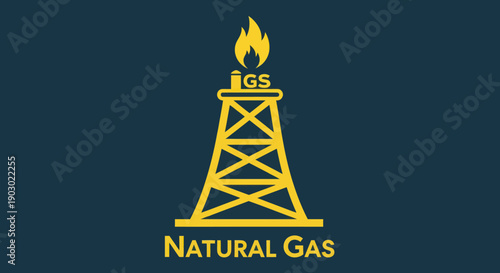 Yellow Natural Gas Derrick Logo Design.