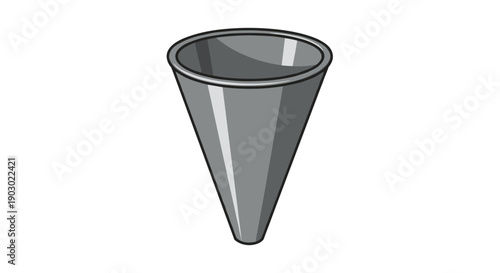 Gray cone-shaped planter resembling a bulb, isolated on a clean white background with reflective surface