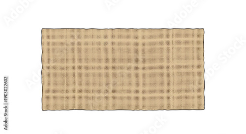 Rectangular burlap mat isolated on a clean white background, showcasing natural texture and earthy tones, perfect for rustic decor or craft projects