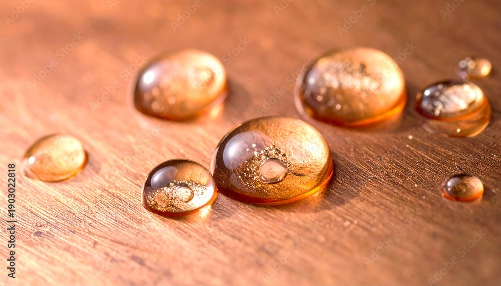 Obraz premium Reflective Water Droplets on Textured Surface for Abstract Natural Simplicity and Refreshment.