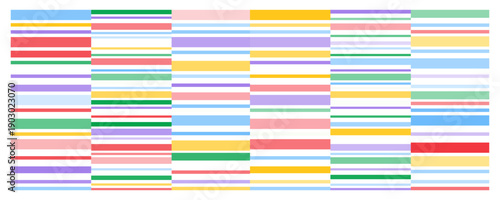 Abstract colorful barcode pattern with vibrant horizontal stripes in vertical rows on white background