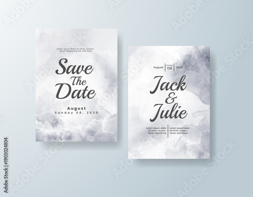 Wedding invitation with abstract splash watercolor