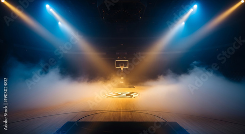 march madness, Basketball Arena Dramatic Lighting Smoke Effect Game Day