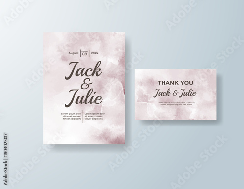 Wedding invitation with abstract splash watercolor