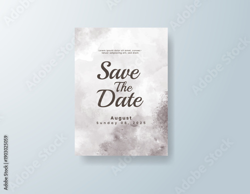 Wedding invitation with abstract splash watercolor