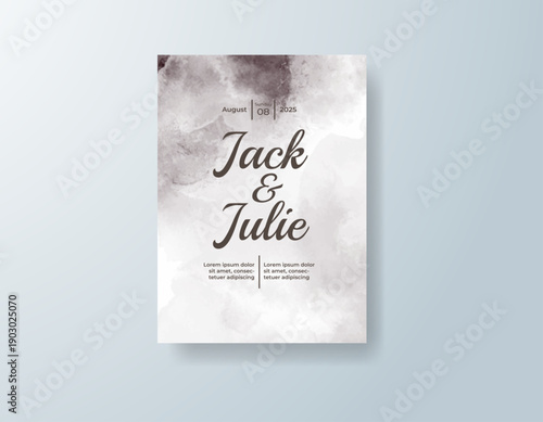 Wedding invitation with abstract splash watercolor