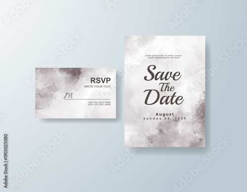 Wedding invitation with abstract splash watercolor