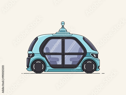 Futuristic Self Driving Car Illustration 1.
