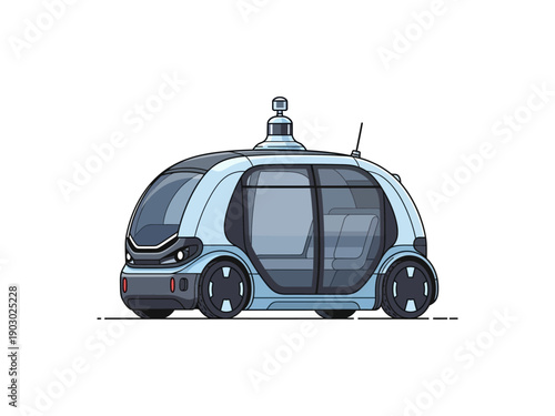 Futuristic Self Driving Car Illustration.